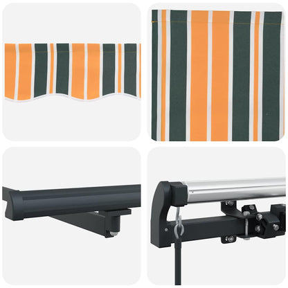 Einziehbare Markise Manuell Grün und Gelb 450 × 350 cm Stoff
