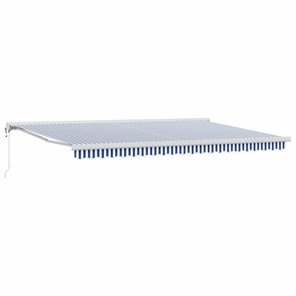 Einziehbare Markise Blau und weiß 500 × 300 cm Stoff, Metall