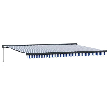 Einziehbare Markise Blau und Weiß 500 x 300 cm Stoff und Metall