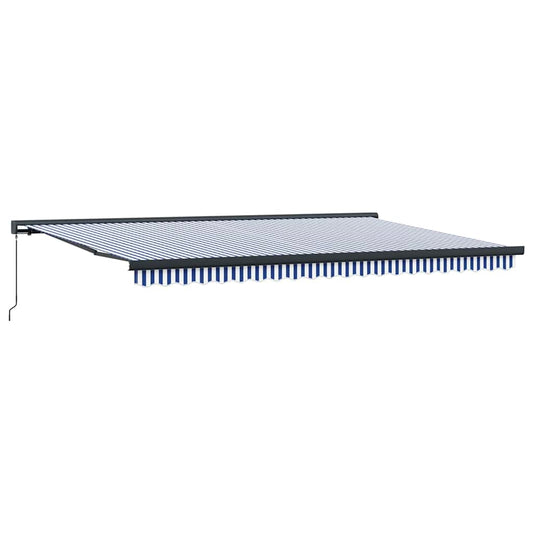 Einziehbare Markise Blau und Weiß 500 x 300 cm Stoff und Metall
