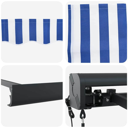 Einziehbare Markise Blau und weiß 500 × 300 cm Stoff, Metall