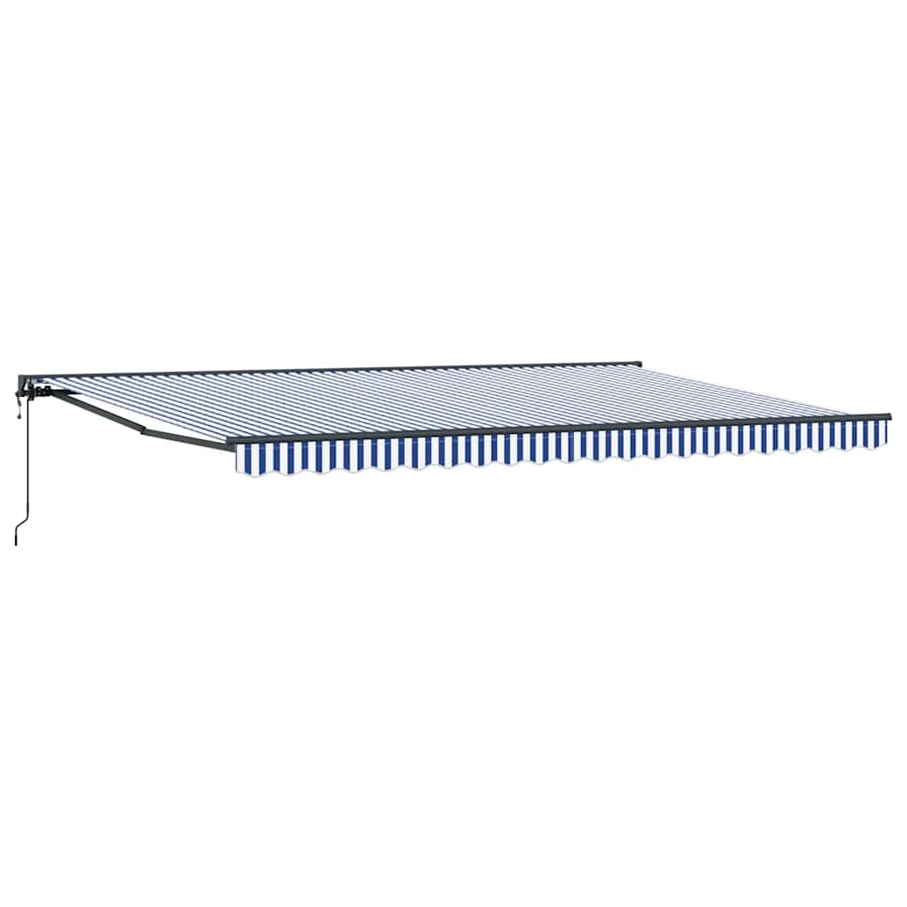 Einziehbare Markise Manuell Blau und Weiß 500x300 cm Stoff