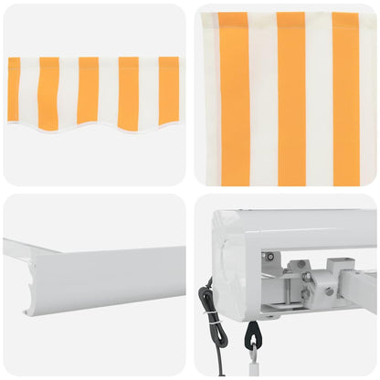Einziehbare Markise Orange und Weiß 500 × 300 cm Stoff, Metall