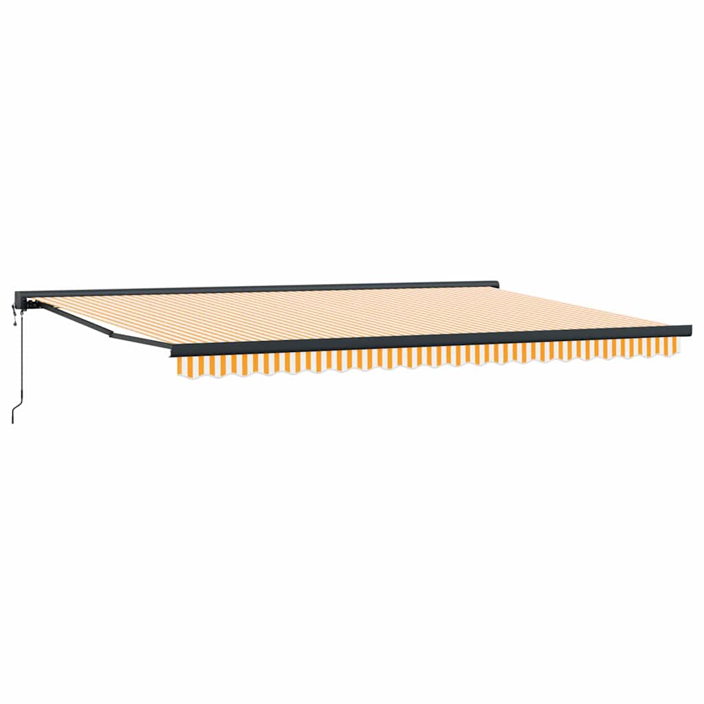 Einziehbare Markise Orange und Weiß 500 × 300 cm Stoff, Metall