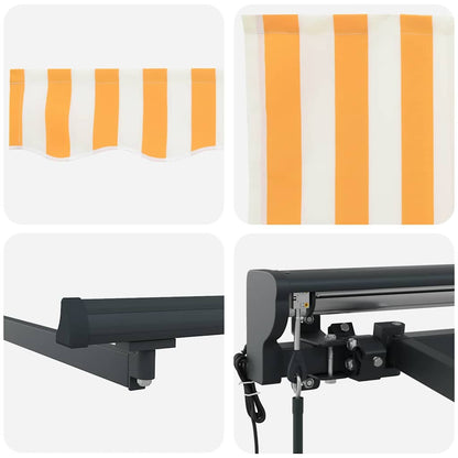 Einziehbare Markise Manuell Orange und Weiß 500x300 cm Stoff
