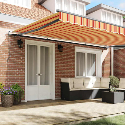 Einziehbare Markise Manuell Gelb und Orange 500 × 300 cm Stoff