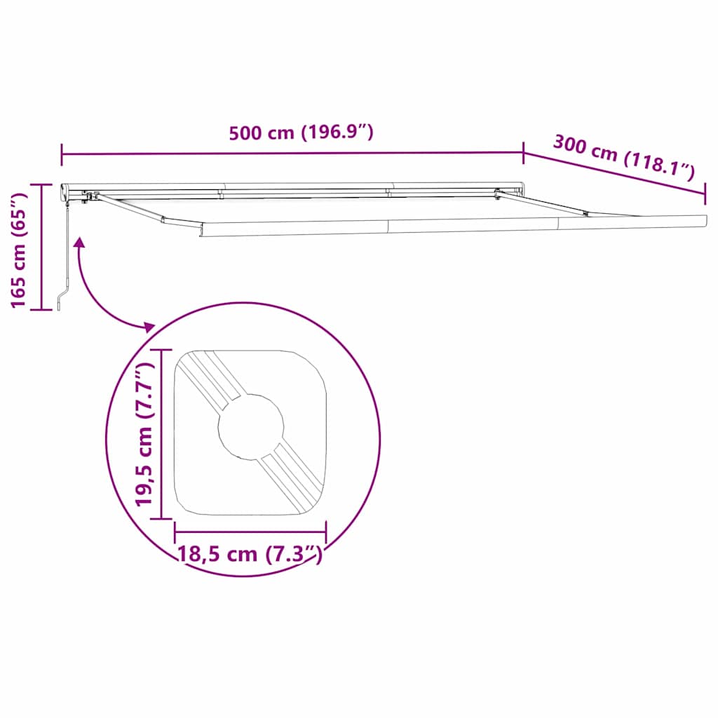 Einziehbare Markise Mehrfarbig 500 × 300 cm Stoff, Metall