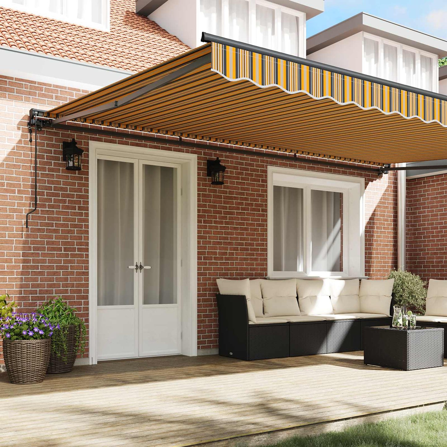 Einziehbare Markise Bunt gestreift 500x300 cm Stoff