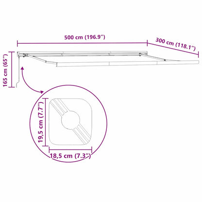 Einziehbare Markise Weiß 500 × 300 cm Stoff, Metall
