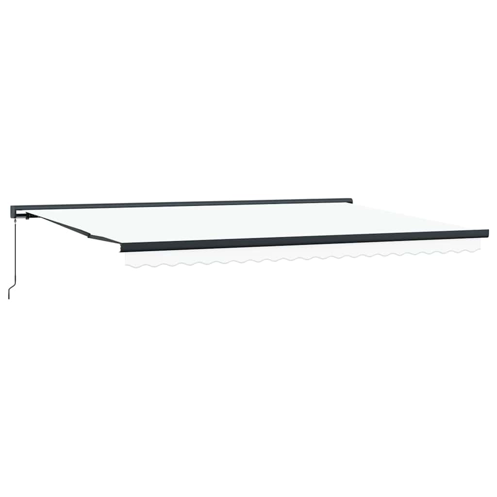 Einziehbare Markise Weiß 500 x 300 cm Stoff und Metall