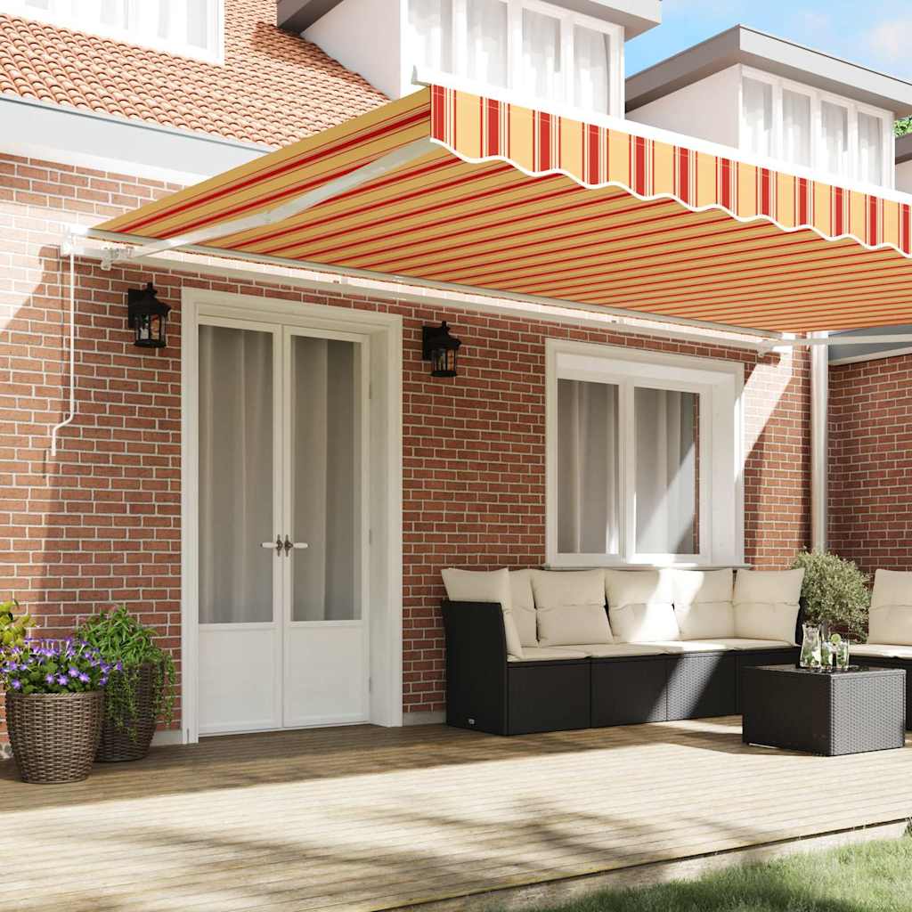 Einziehbare Markise Gelb, Orange 500 × 300 cm Polyester, Metall