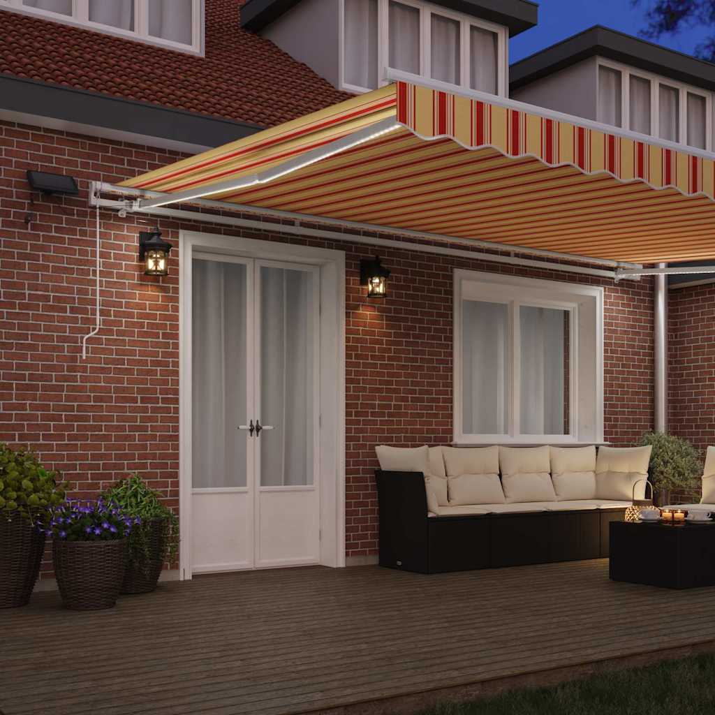 Einziehbare Markise mit Gelb und Orange 500 x 350 cm Stoff