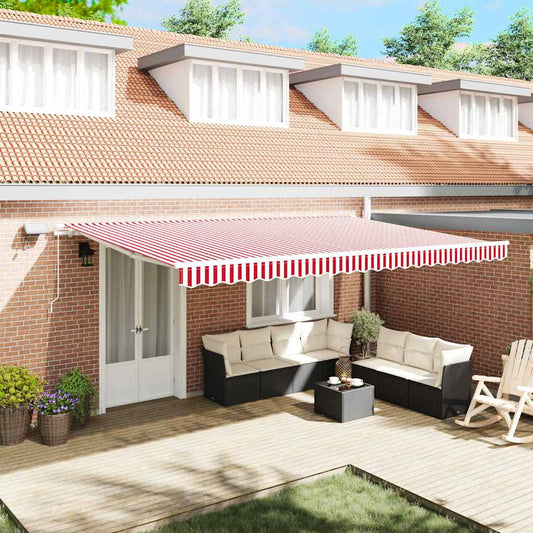Einziehbare Markise with Manuell 500 × 350 cm Rot und Weiß