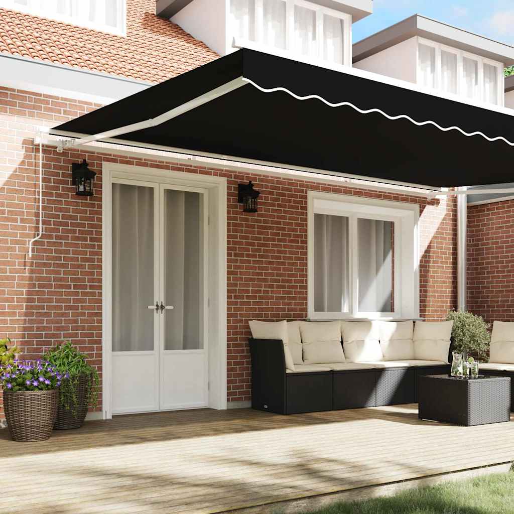 Einziehbare Markise Schwarz 500 × 300 cm Polyester, Metall