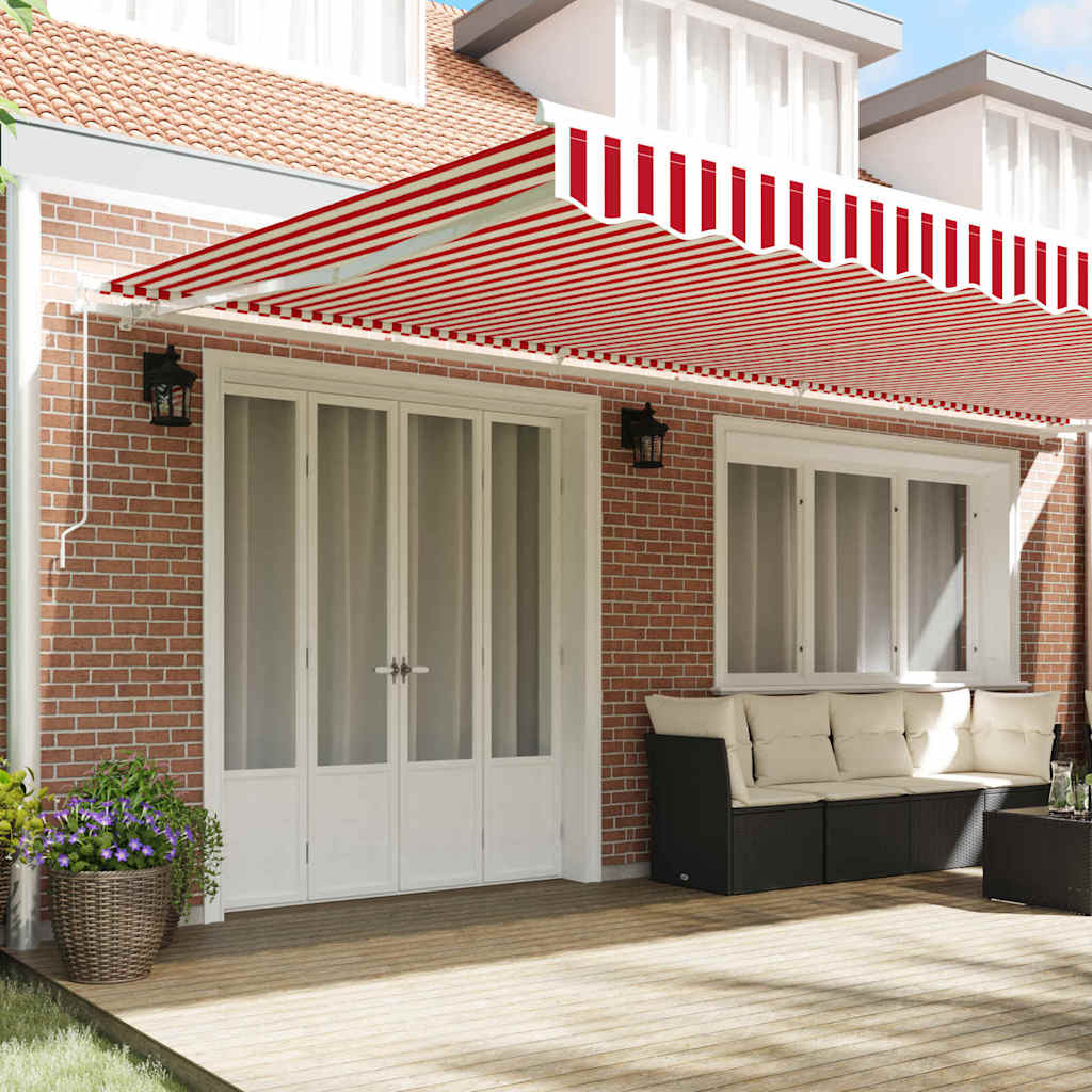 Einziehbare Markise Rot und Weiß 600 × 300 cm Polyester, Metall