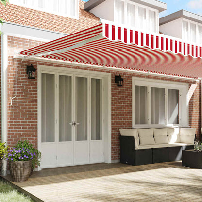 Einziehbare Markise Rot und Weiß 600 × 300 cm Polyester, Metall