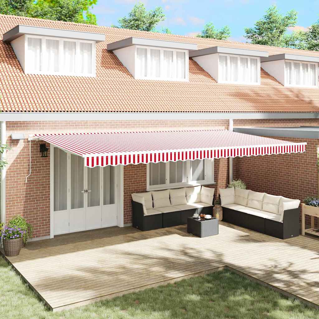 Einziehbare Markise with Manuell 600 × 300 cm Rot und Weiß