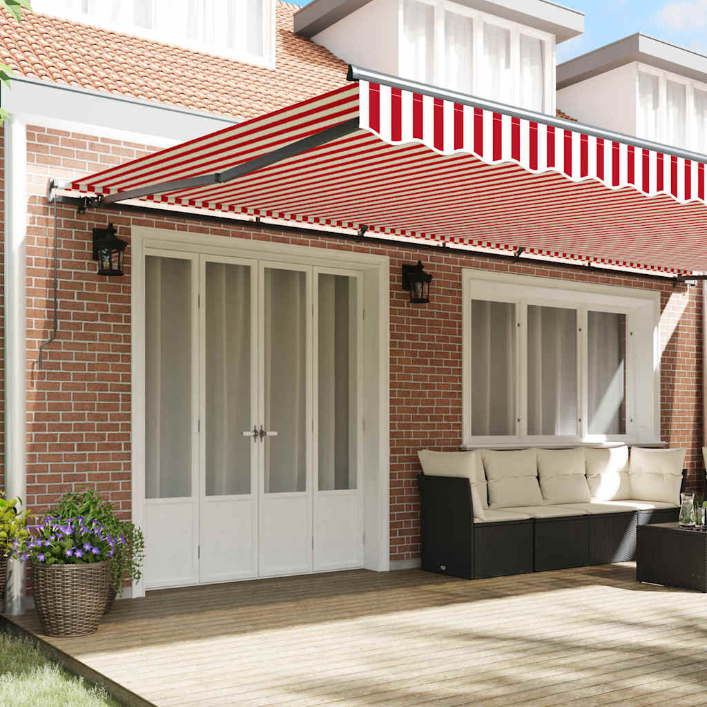 Einziehbare Markise Manuell Rot und Weiß 600 × 300 cm Stoff