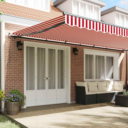 Einziehbare Markise Manuell Rot und Weiß 600 × 300 cm Stoff