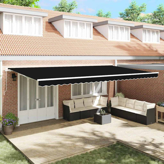Einziehbare Markise Schwarz 600 × 300 cm Polyester, Metall