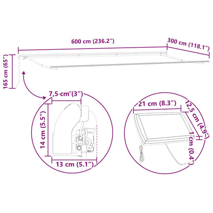 Einziehbare Markise Weiß 600 × 300 cm Stoff