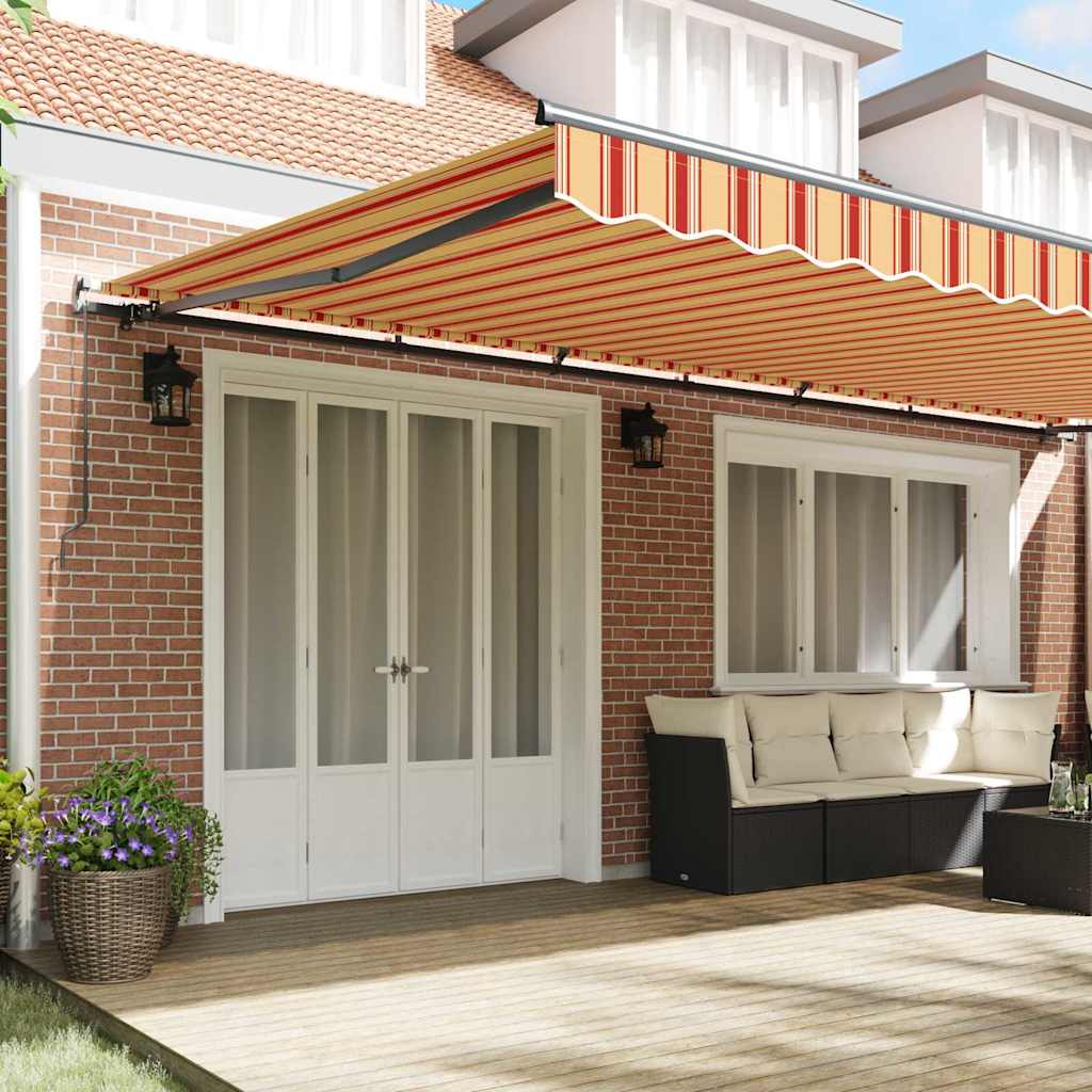 Einziehbare Markise Manuell Gelb und Orange 600 × 350 cm Stoff