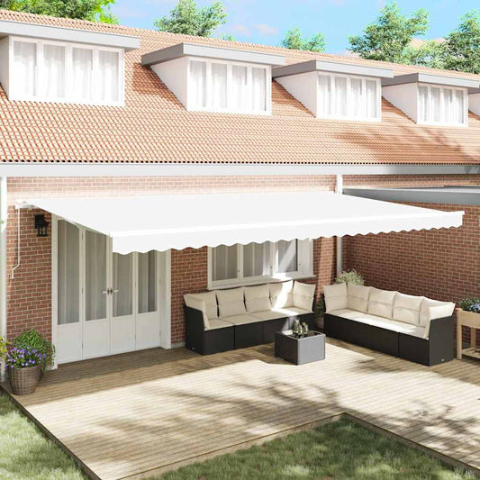 Einziehbare Markise Manuell Weiß 600 × 350 cm Polyester, Metall