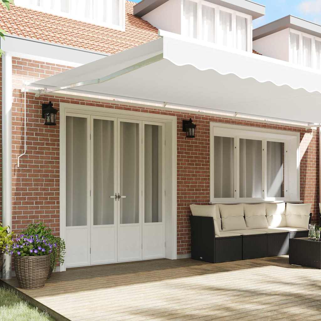 Einziehbare Markise Manuell Weiß 600 × 350 cm Polyester, Metall