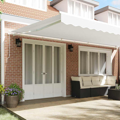 Einziehbare Markise Manuell Weiß 600 × 350 cm Polyester, Metall