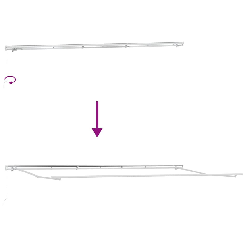 Einziehbare Markise Manuell Weiß 600 × 350 cm Polyester, Metall