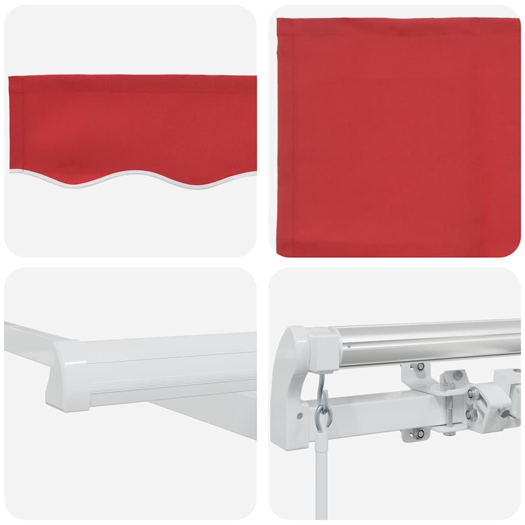 Einziehbare Markise Manuell Rot 600 × 350 cm Polyester, Metall