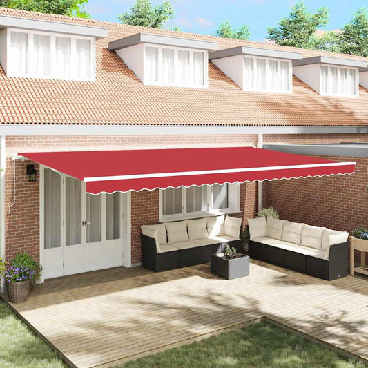 Einziehbare Markise Manuell Rot 600 × 350 cm Polyester, Metall