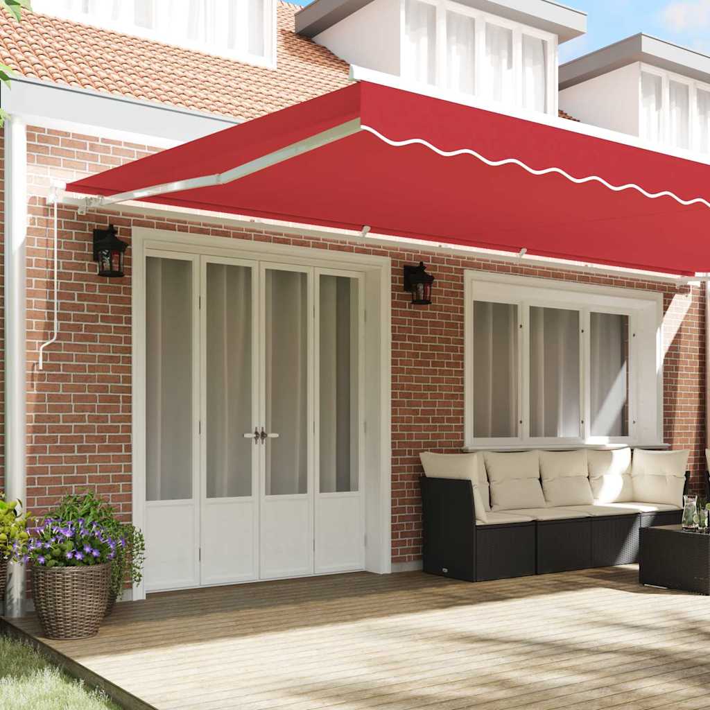 Einziehbare Markise Manuell Rot 600 × 350 cm Polyester, Metall