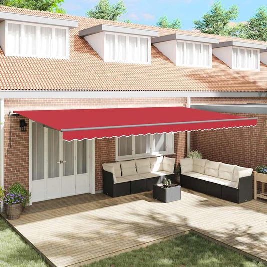 Einziehbare Markise Manuell Rot 600 × 350 cm Stoff