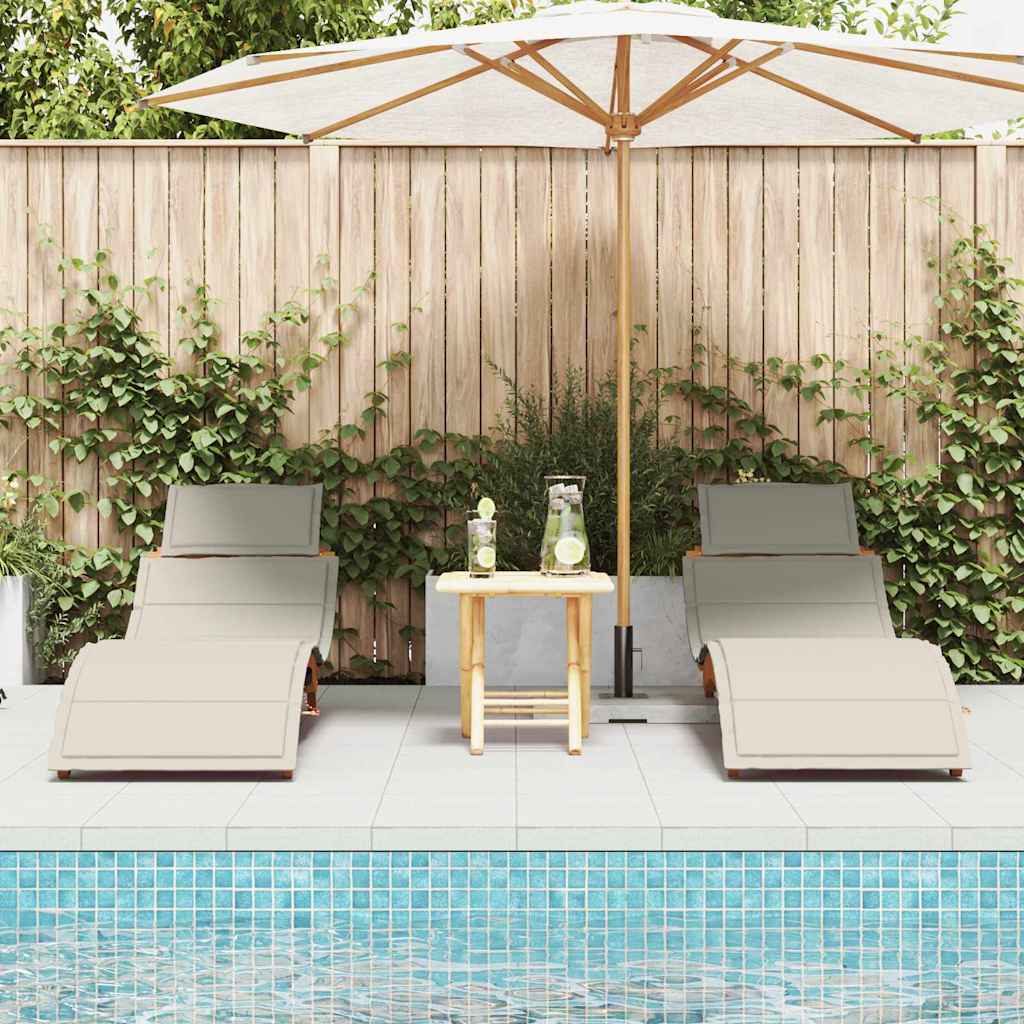 Sonnenliege 2 pcs Weiß 184 x 55 x 64cm Massivholz Akazie