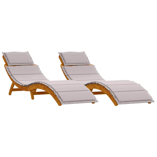 Sonnenliege 2 pcs Taupe 184 x 55 x 64cm Massivholz Akazie