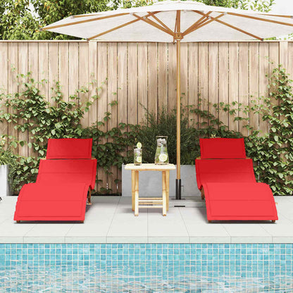 Sonnenliege 2 pcs Rot 184 x 55 x 64cm Massivholz Akazie