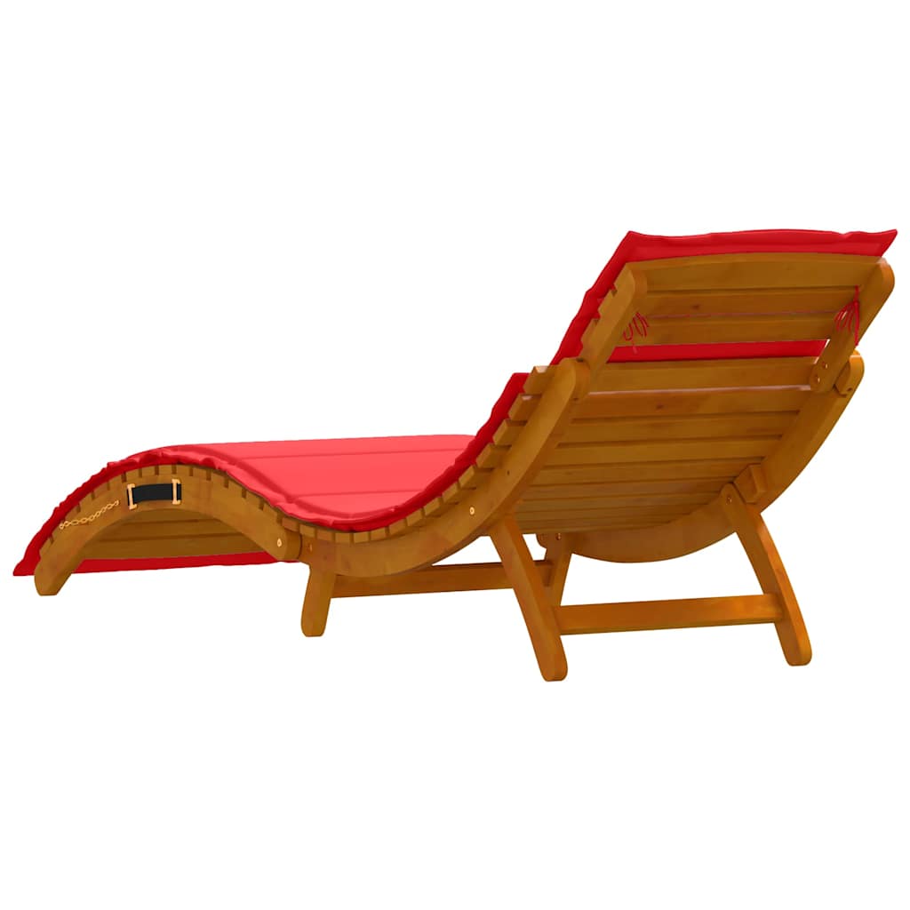 Sonnenliege 2 pcs Rot 184 x 55 x 64cm Massivholz Akazie