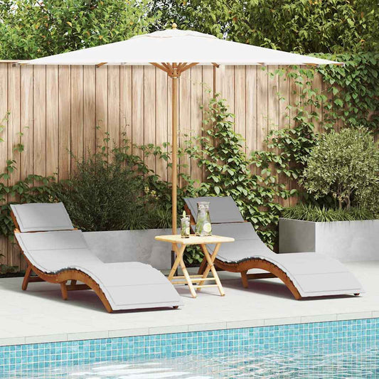 Sonnenliege 2 pcs Hellgrau 184 x 55 x 64cm Massivholz Akazie