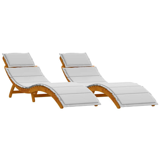 Sonnenliege 2 pcs Hellgrau 184 x 55 x 64cm Massivholz Akazie