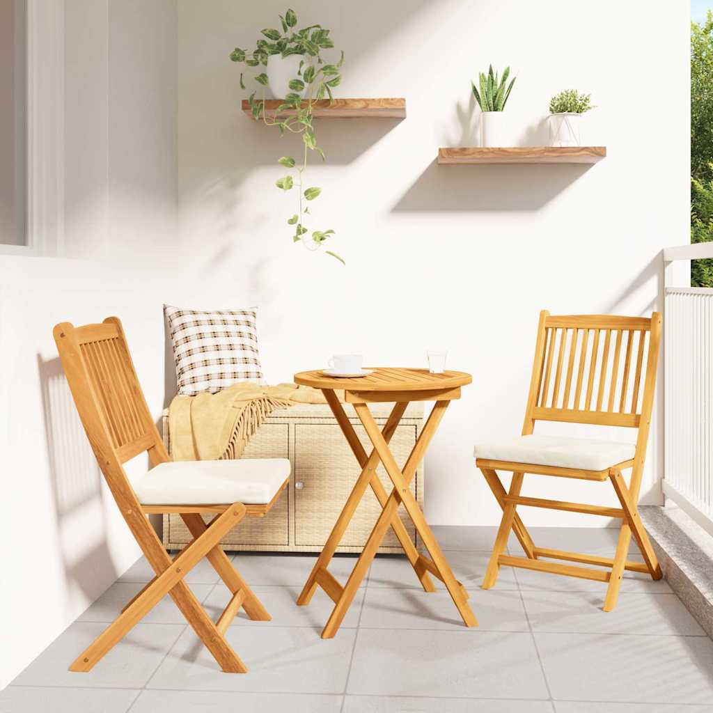 Klappstuhl 2 pcs Weiß 49 x 57,5 x 92 cm Massivholz Akazie
