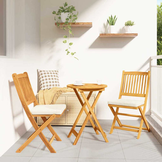 Klappstuhl 2 pcs Weiß 49 x 57,5 x 92 cm Massivholz Akazie