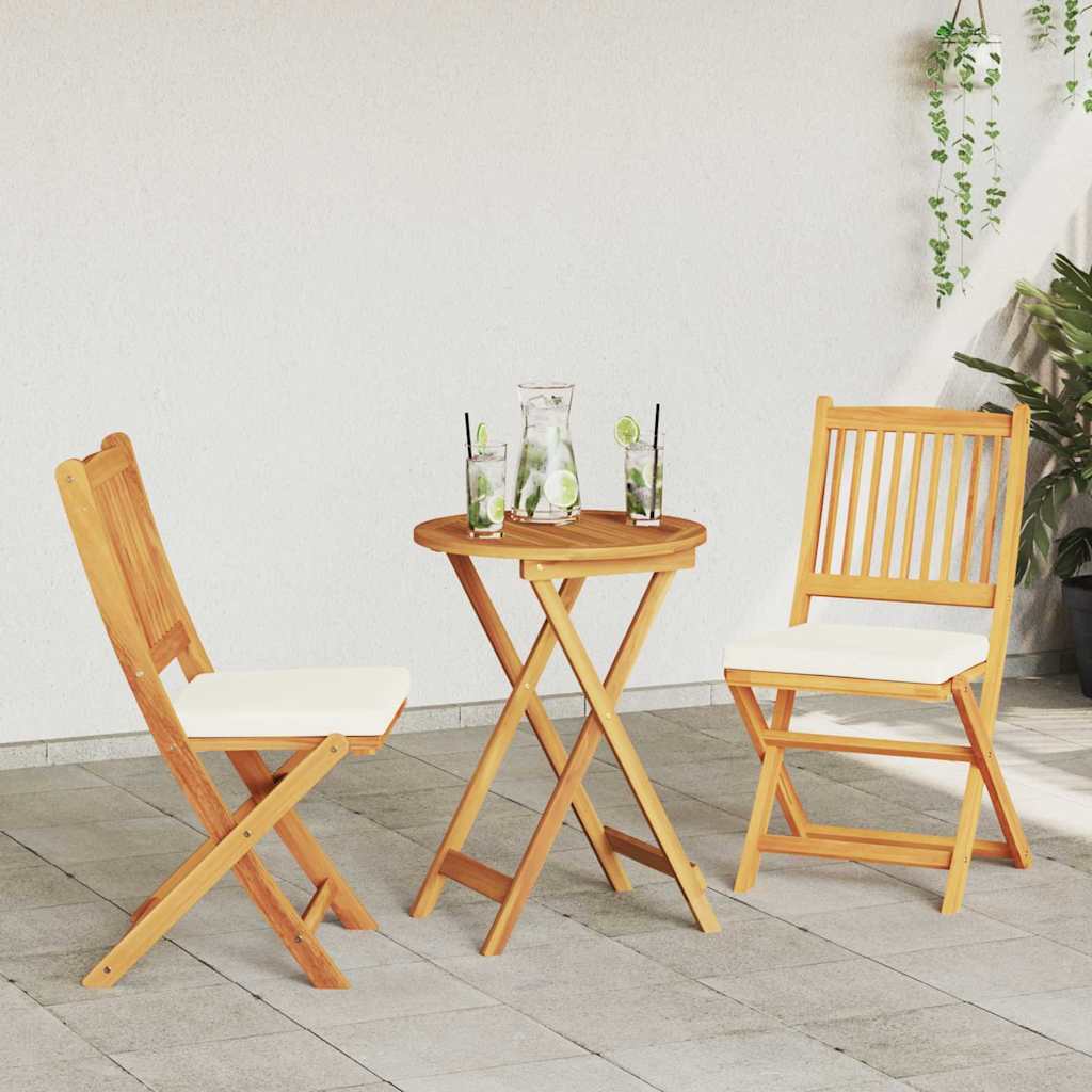 Klappstuhl 2 pcs Weiß 49 x 57,5 x 92 cm Massivholz Akazie