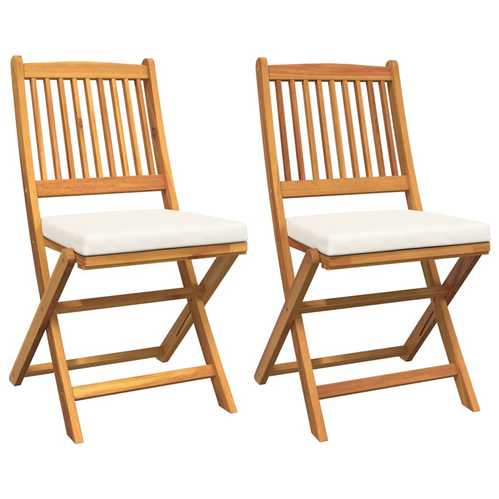 Klappstuhl 2 pcs Weiß 49 x 57,5 x 92 cm Massivholz Akazie