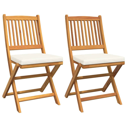 Klappstuhl 2 pcs Weiß 49 x 57,5 x 92 cm Massivholz Akazie