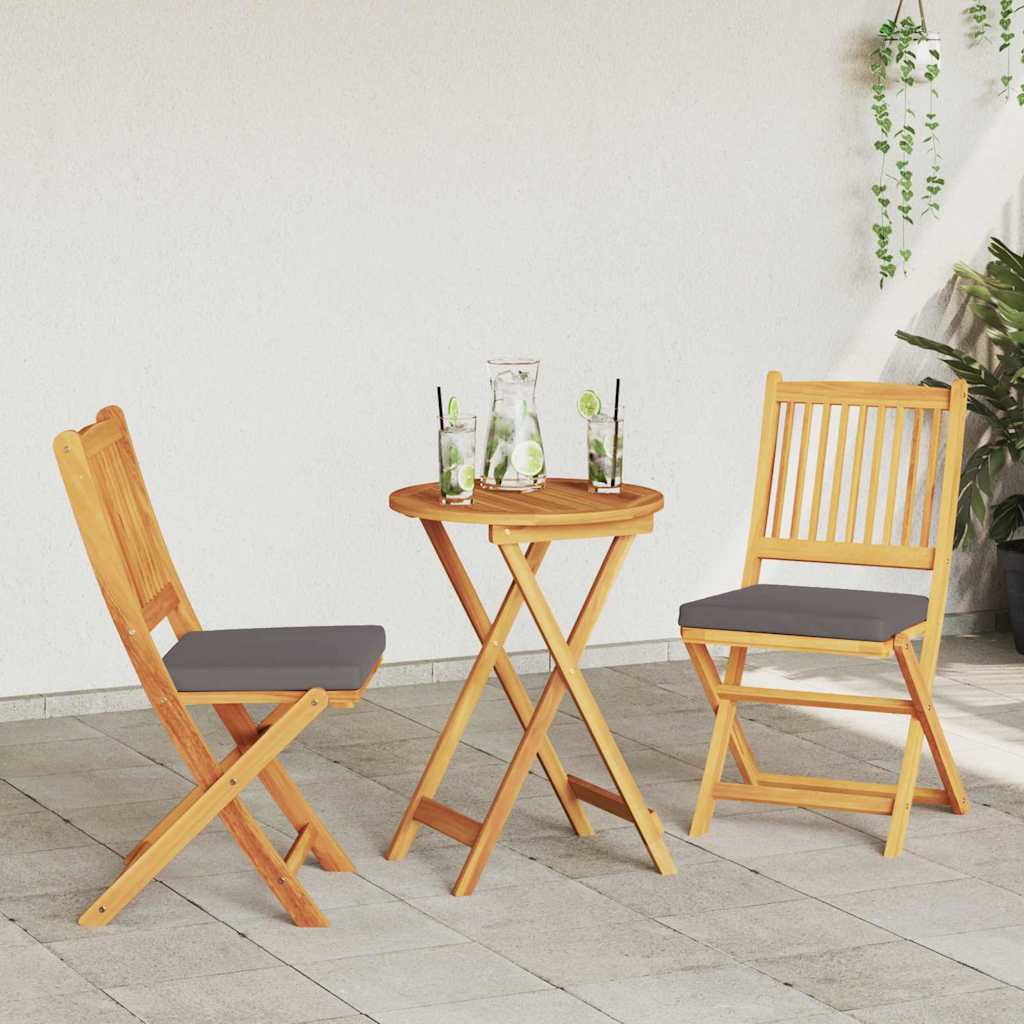 Klappstuhl 2 pcs Grau 49 x 57,5 x 92 cm Massivholz Akazie