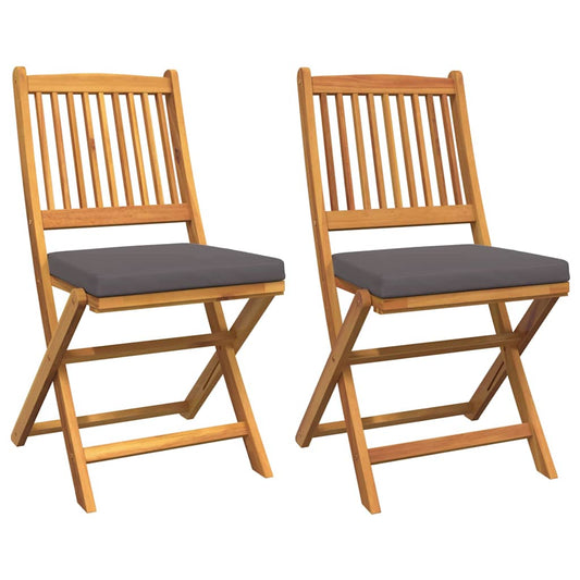 Klappstuhl 2 pcs Grau 49 x 57,5 x 92 cm Massivholz Akazie