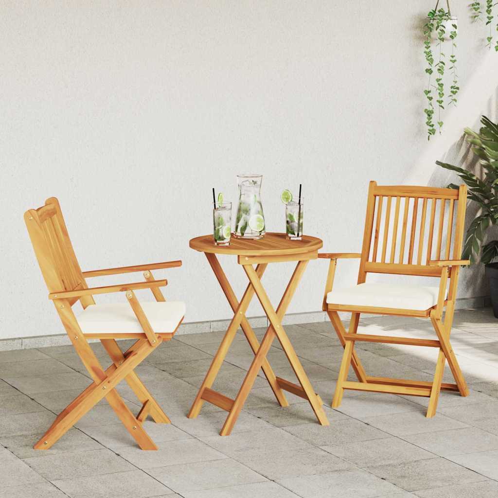 Klappstuhl 2 pcs Weiß 49 x 57,5 x 92 cm Massivholz Akazie