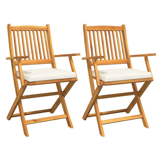 Klappstuhl 2 pcs Weiß 49 x 57,5 x 92 cm Massivholz Akazie