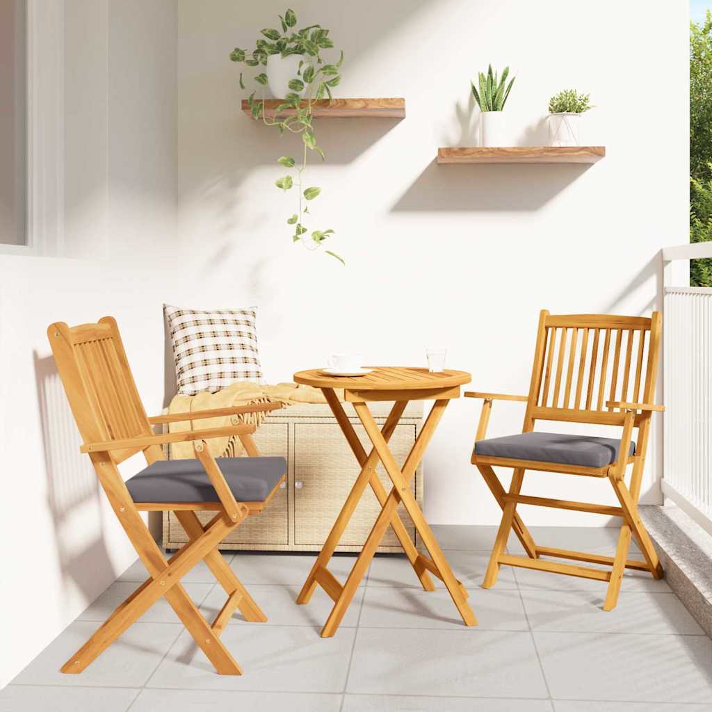 Klappstuhl 2 pcs Grau 49 x 57,5 x 92 cm Massivholz Akazie